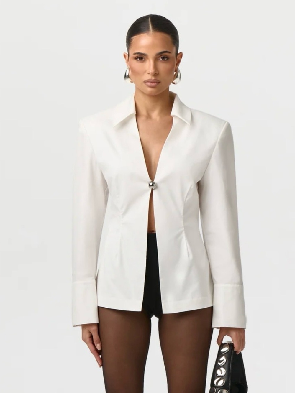 Naked Wardrobe Shirting Blazer White
